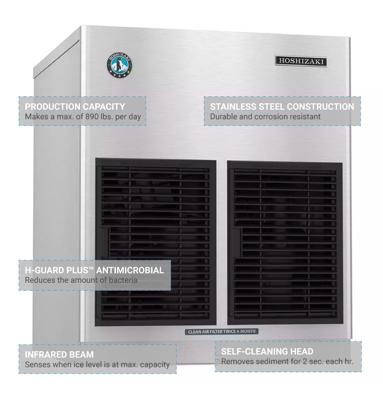 Hoshizaki FD-1002MAJ-C 22" Nugget Ice Machine Head, 890 lb/day, Air Cooled